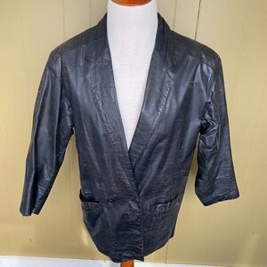 Fidelity Leather men 40 distressed vintage 1 button leather coat black
